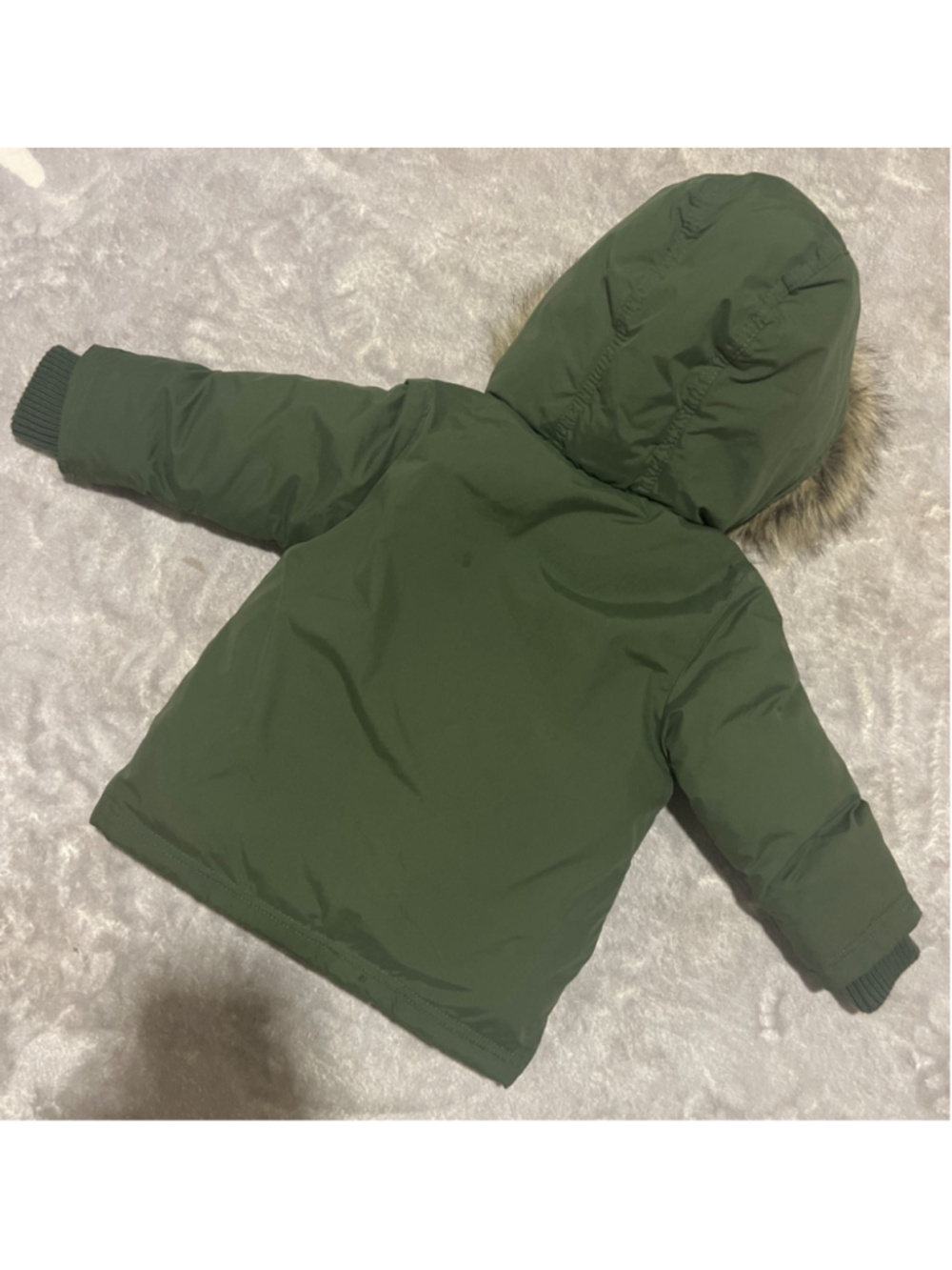 Boys Old Navy Water Resistant Hooded Snow Puffer Jacket 2T Green Faux Fur UNISEX - Picture 10 of 10